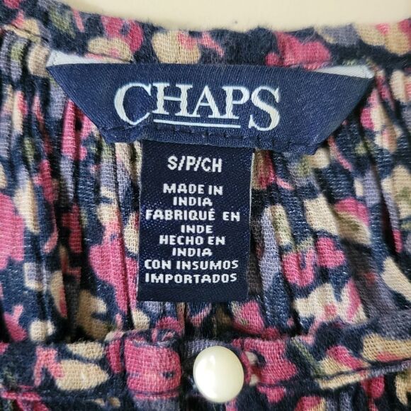 Chaps Boho Floral Print Peasant Top - Picture 5 of 15